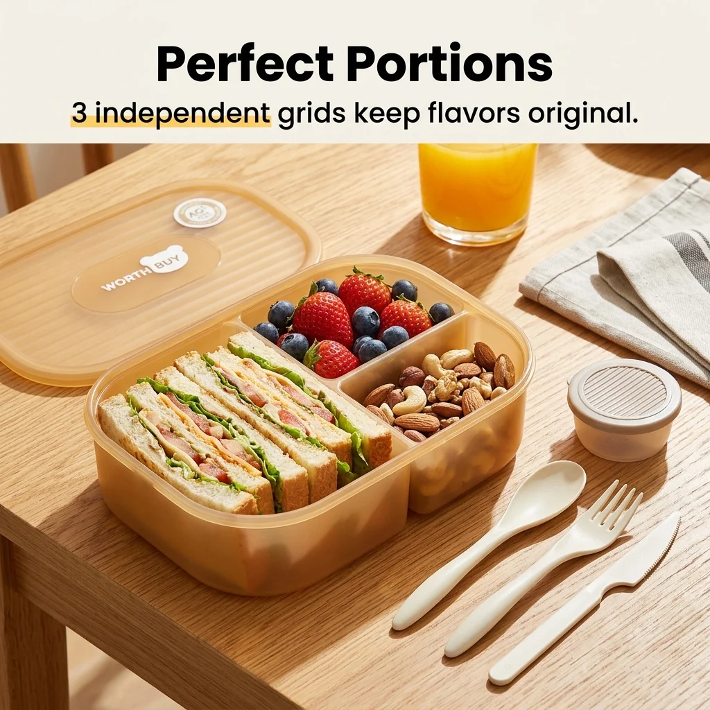 Divided Plastic Bento Box 3 Co - Meal Prep Or Prep Meal review and price