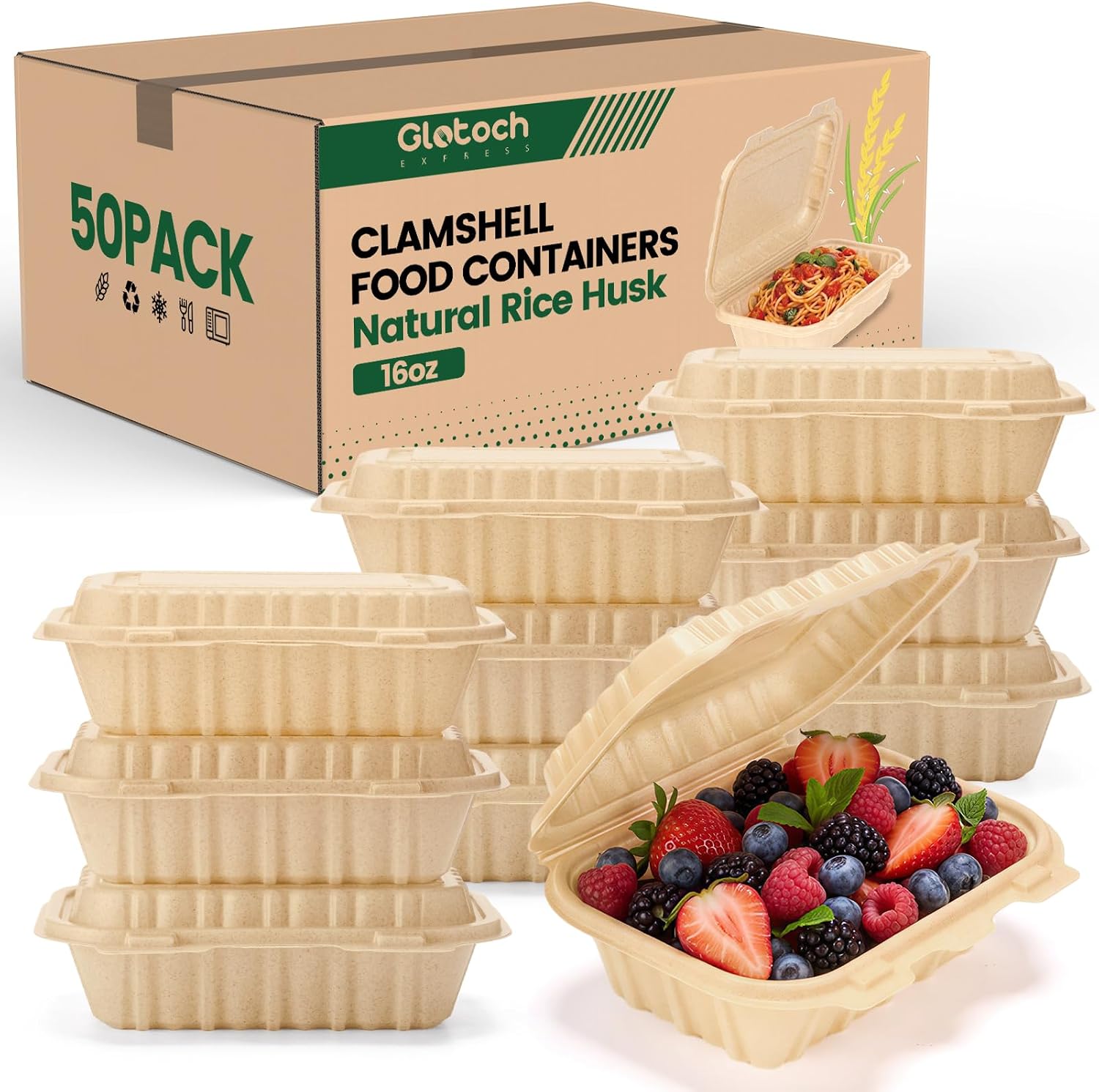 50 Pack 16oz Clamshell Take Ou - Meal Prep With Rice review and price