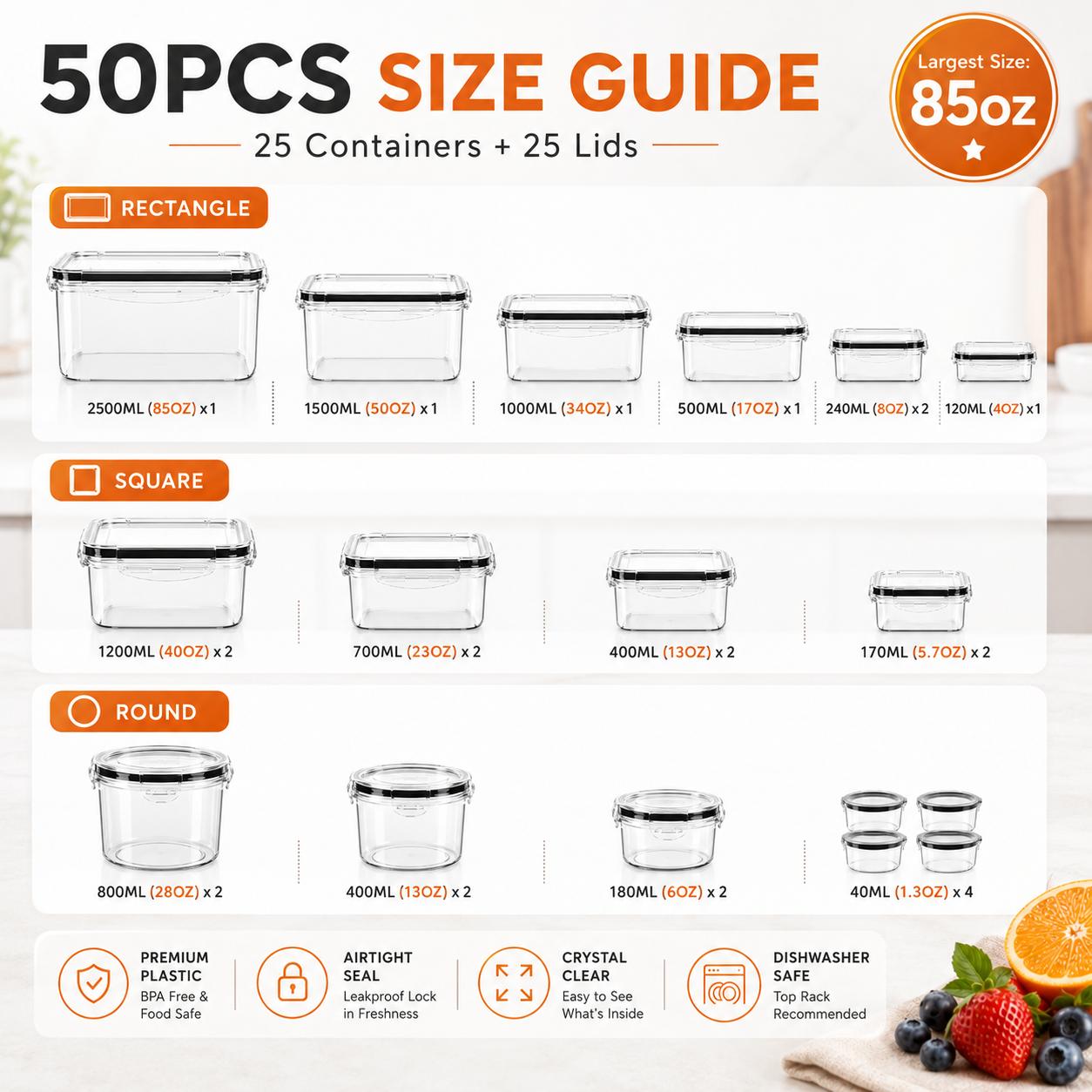 50Pcs/25-Pack Airtight Food St - Meal Prep Kitchen review and price