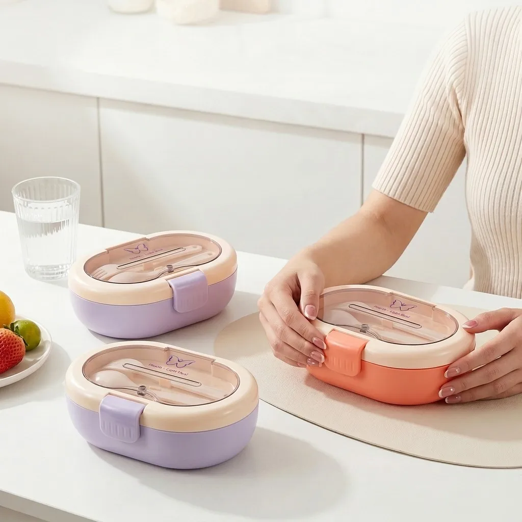 Plastic Bento Box with Cutlery - Meal Prep Or Prep Meal review and price