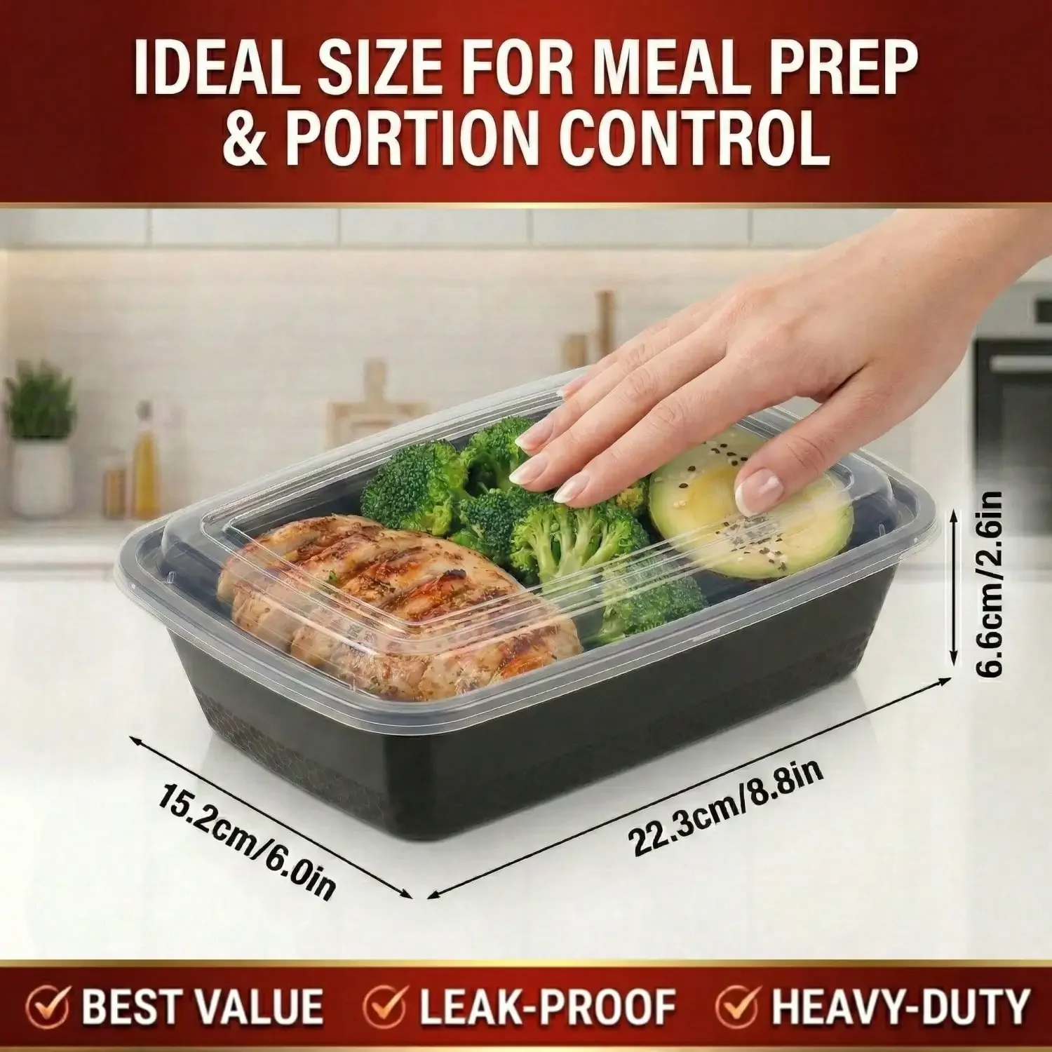 10/100pcs 38oz Black Rectangul - Meal Prep Kitchen review and price