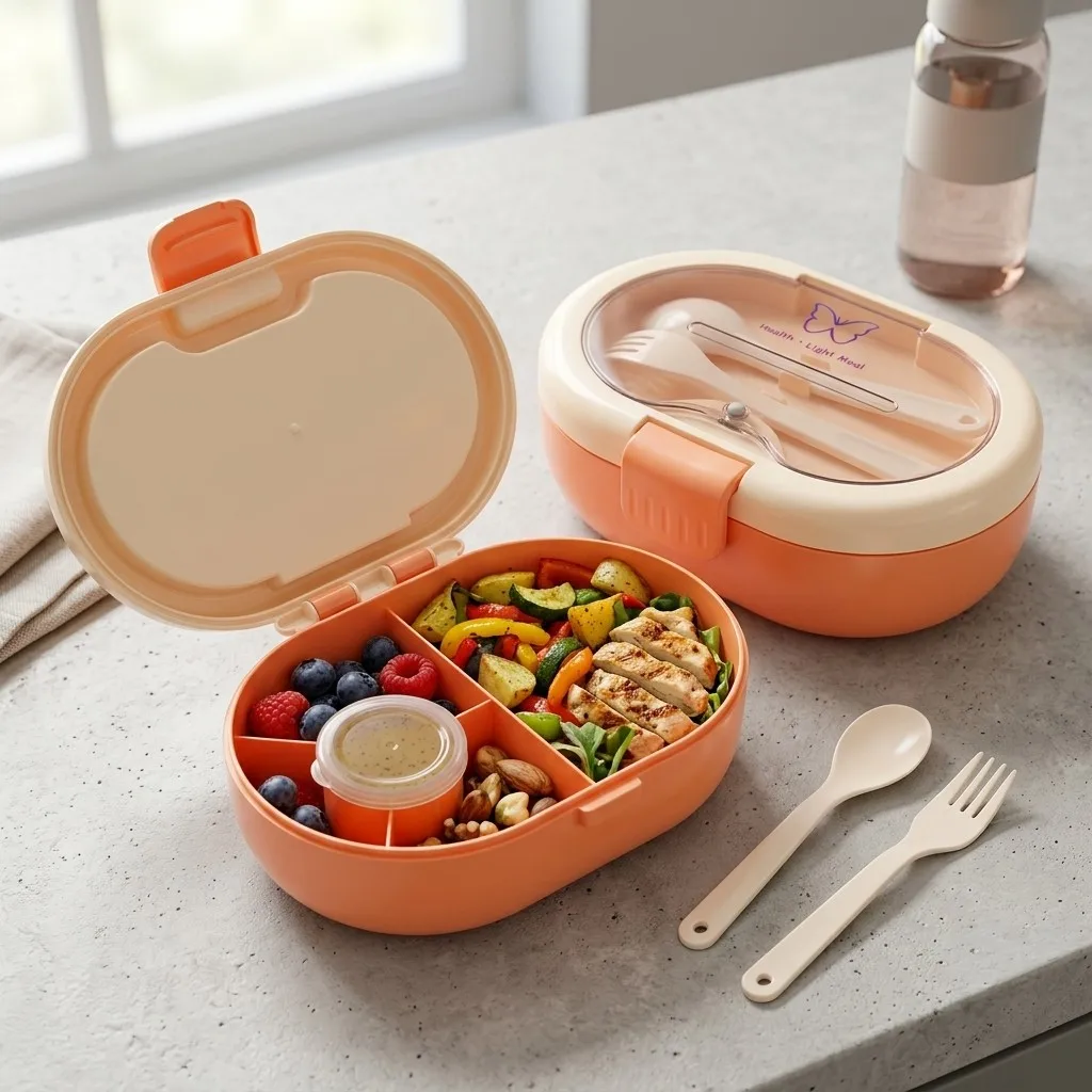 Plastic Bento Lunch Box with C - Meal Prep Or Prep Meal review and price